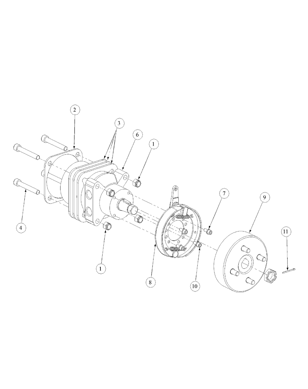 Brake Motor Mount And Hub Diagram and Parts List for M60-KW (53AB5D8X150-25-HP)(2003) Cub Cadet Lawn Tractor